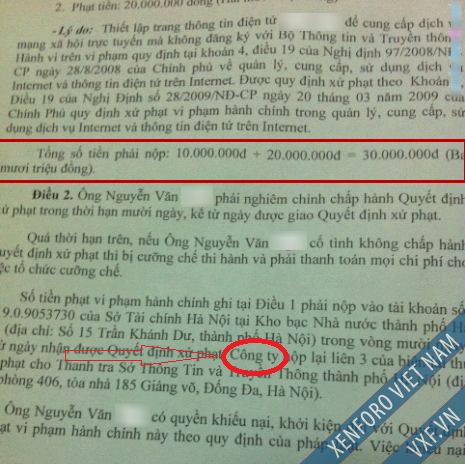 bi phat 30 trieu vnd vi thanh lap dien dan trai phep